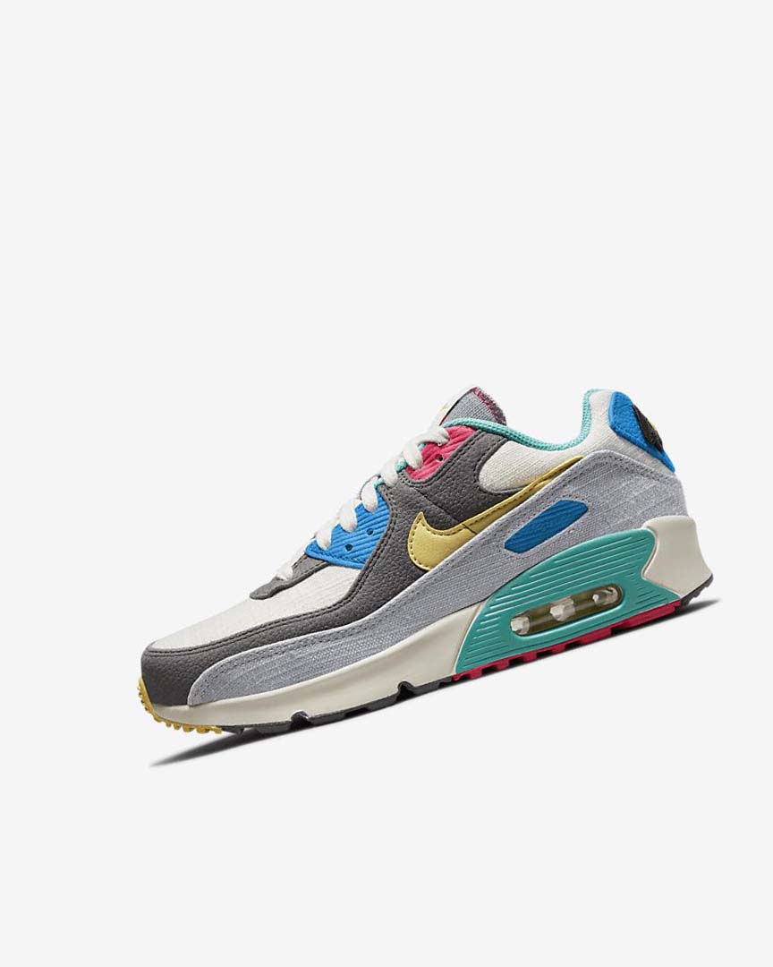 Grey / Pink Nike Air Max 90 Girls\' Casual Shoes | CA_2474