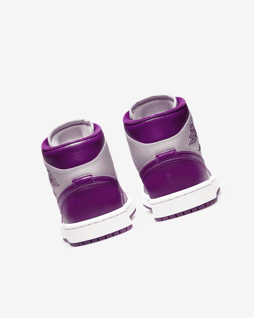 Grey / Red Purple Nike Air Jordan 1 Mid Women's Sneakers | CA_5211