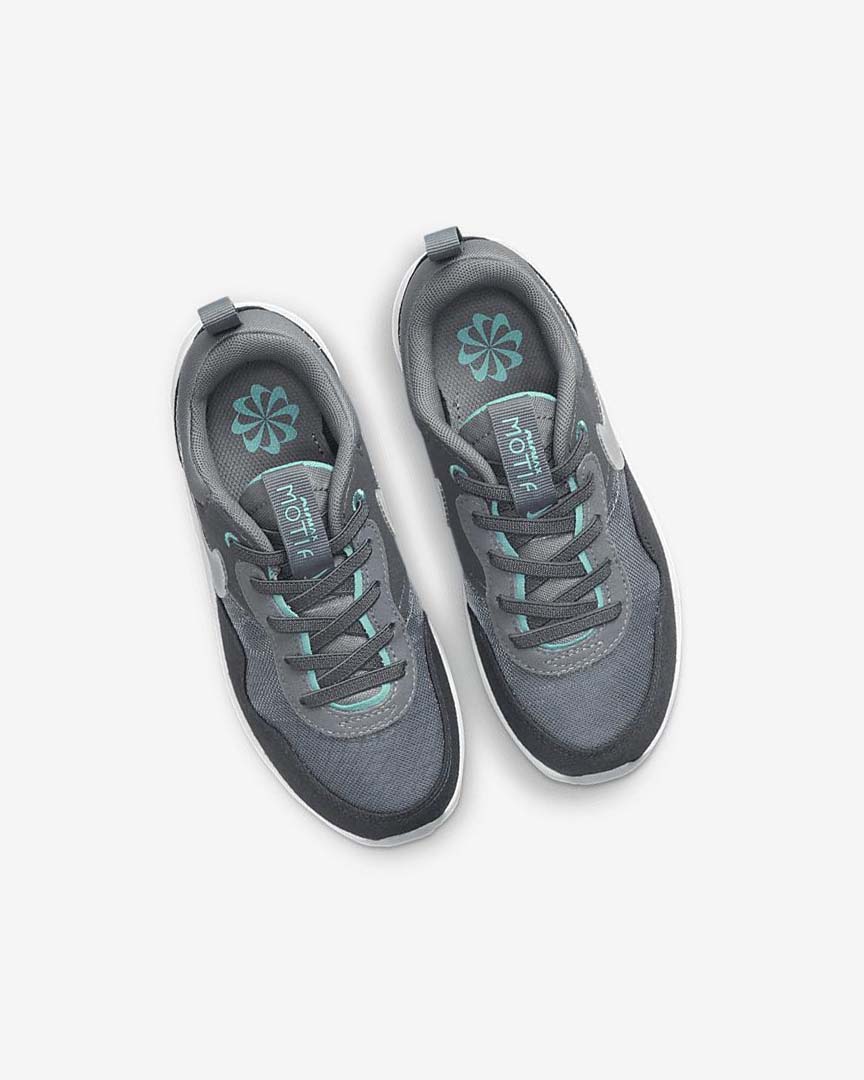 Grey / Turquoise / Dark Grey / Black Nike Air Max Motif Girls' Shoes | CA_2486