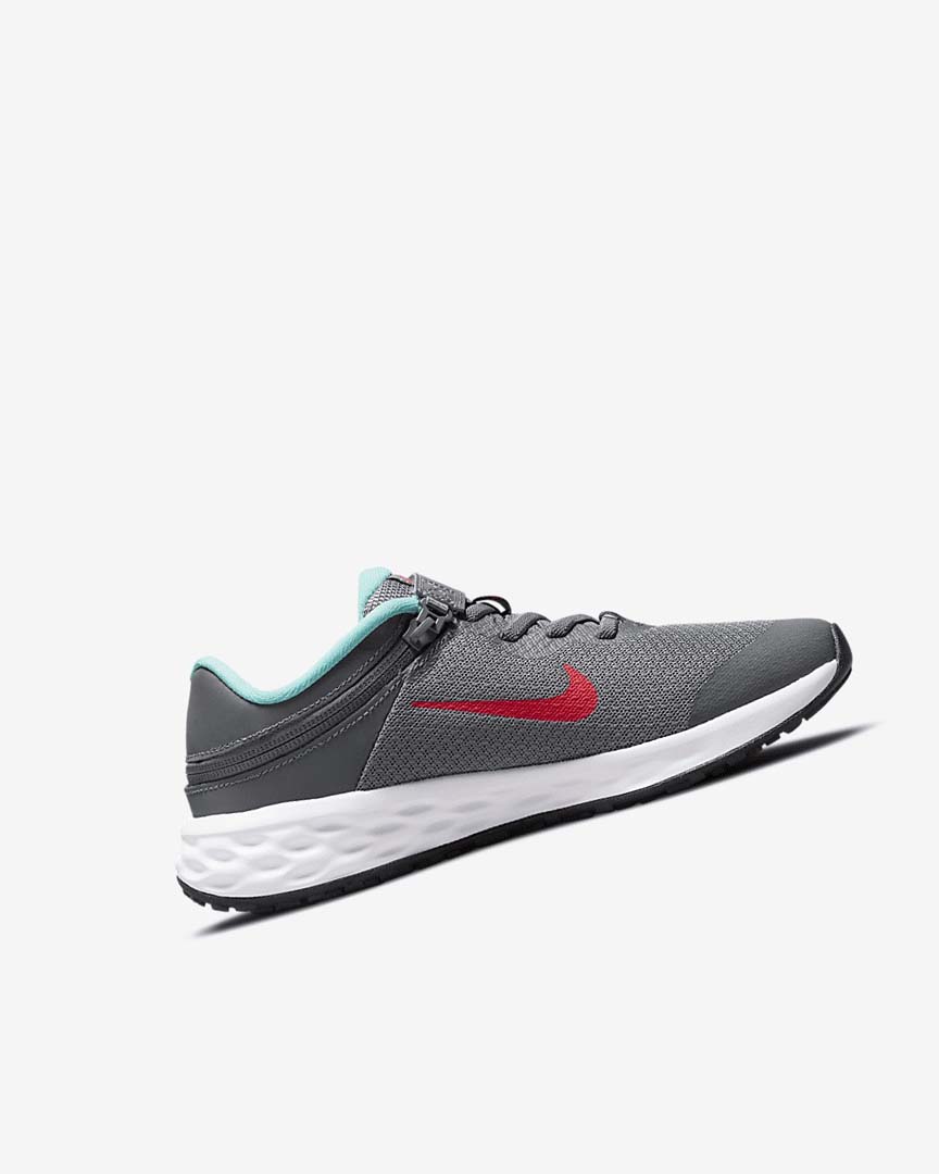 Grey / Turquoise / Red Nike Revolution 6 FlyEase Girls' Running Shoes | CA_5216
