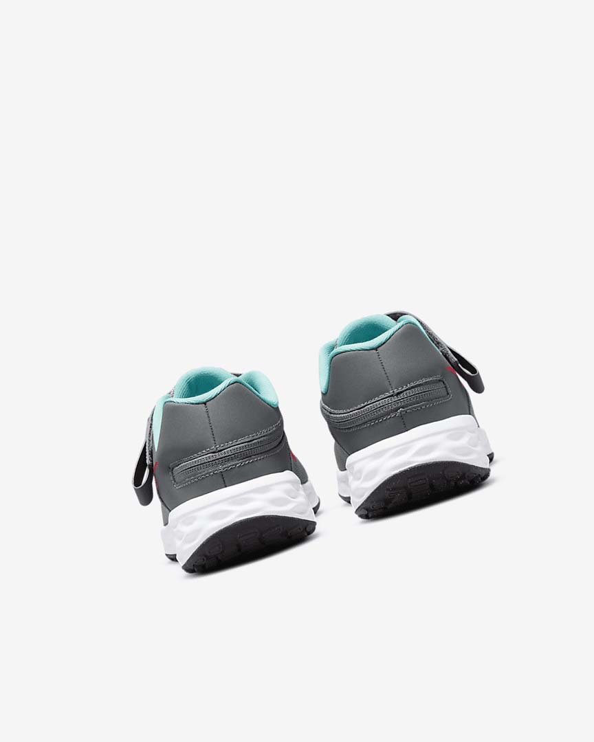 Grey / Turquoise / Red Nike Revolution 6 FlyEase Girls' Running Shoes | CA_5216