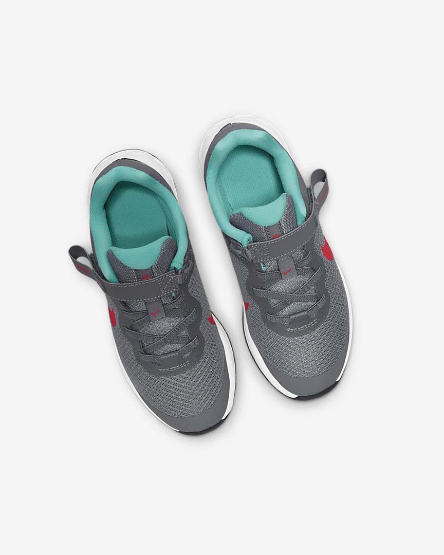 Grey / Turquoise / Red Nike Revolution 6 FlyEase Girls' Shoes | CA_5270