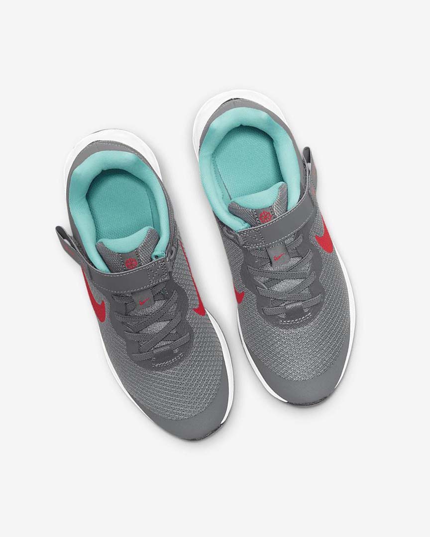 Grey / Turquoise / Red Nike Revolution 6 FlyEase Boys' Running Shoes | CA_5326