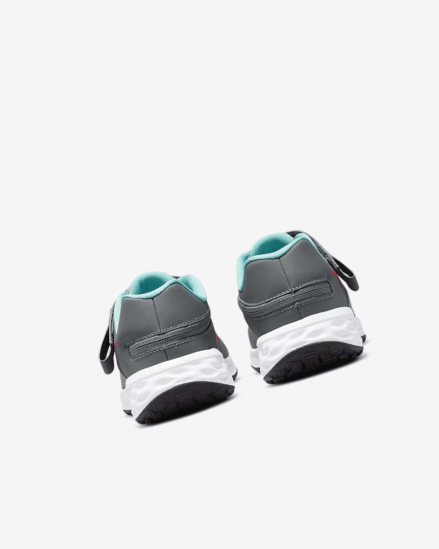Grey / Turquoise / Red Nike Revolution 6 FlyEase Boys' Running Shoes | CA_5326
