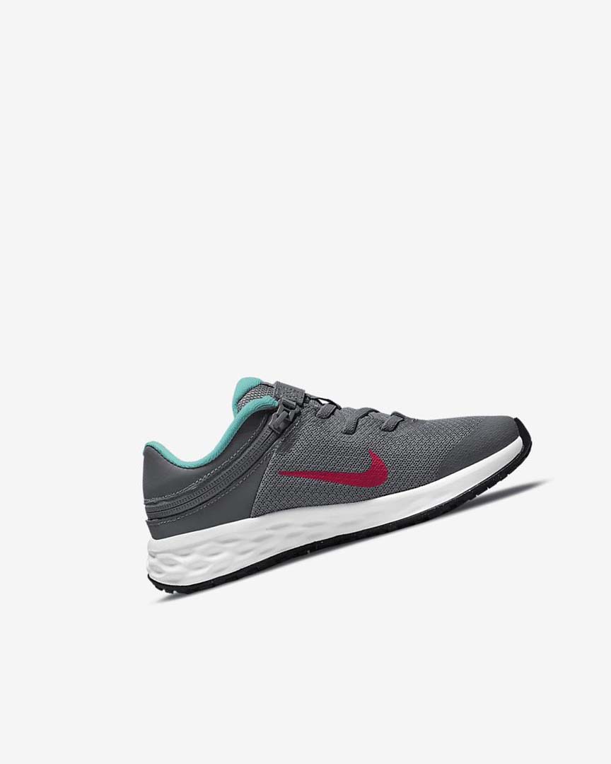 Grey / Turquoise / Red Nike Revolution 6 FlyEase Boys' Shoes | CA_5438