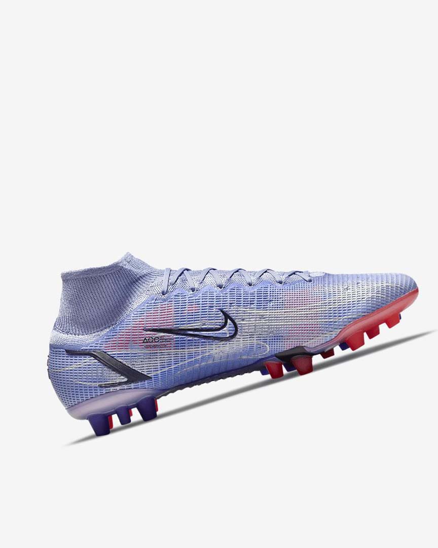 Indigo / Light Red / Metal Silver Nike Mercurial Superfly 8 Elite KM AG Women's Soccer Cleats | CA_4865