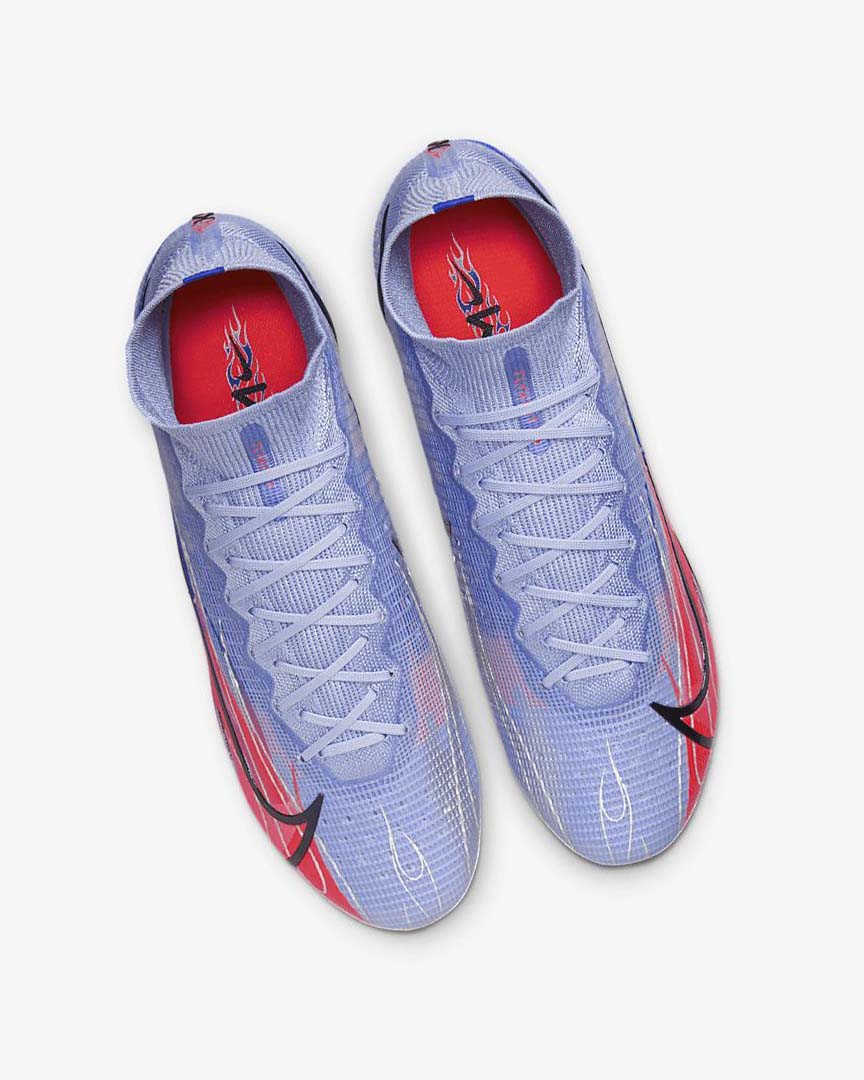Indigo / Light Red / Metal Silver Nike Mercurial Superfly 8 Elite KM AG Women's Soccer Cleats | CA_4865
