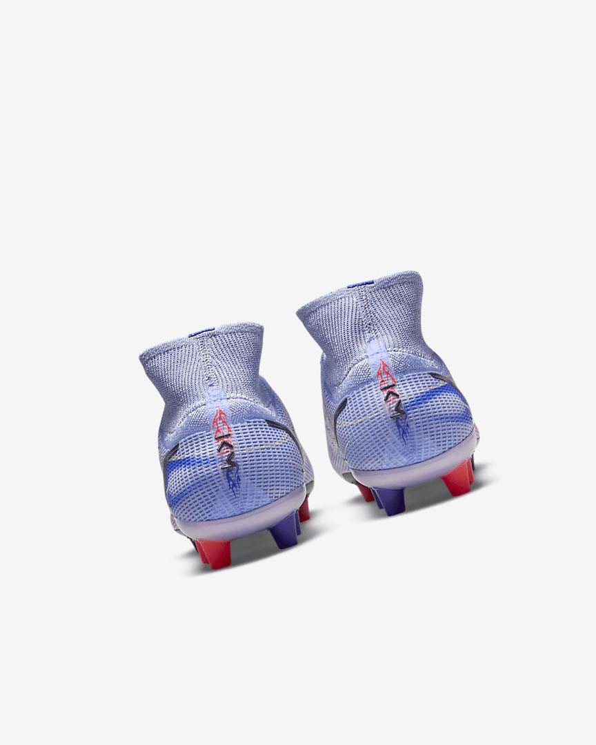 Indigo / Light Red / Metal Silver Nike Mercurial Superfly 8 Elite KM AG Women's Soccer Cleats | CA_4865