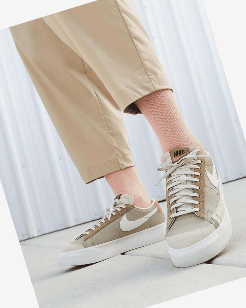 Khaki / Light Beige Nike Blazer Low Platform SP Women's Sneakers | CA_2213