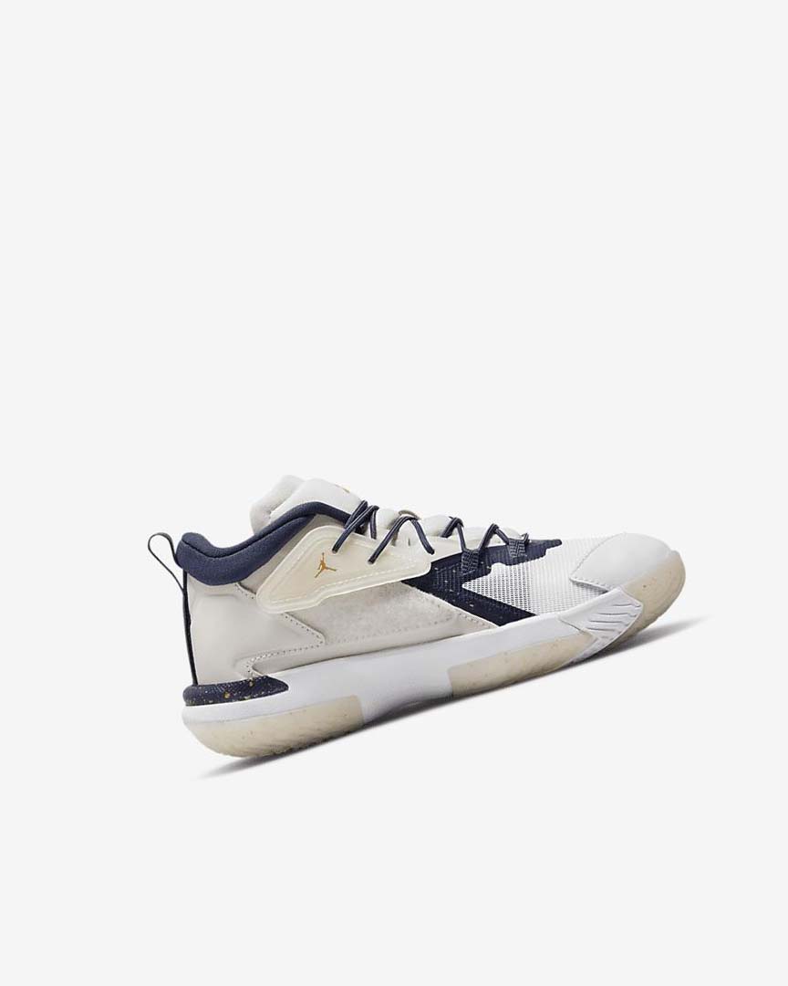 Khaki / White / Metal Gold / Navy Nike Zion 1 Boys' Basketball Shoes | CA_5186