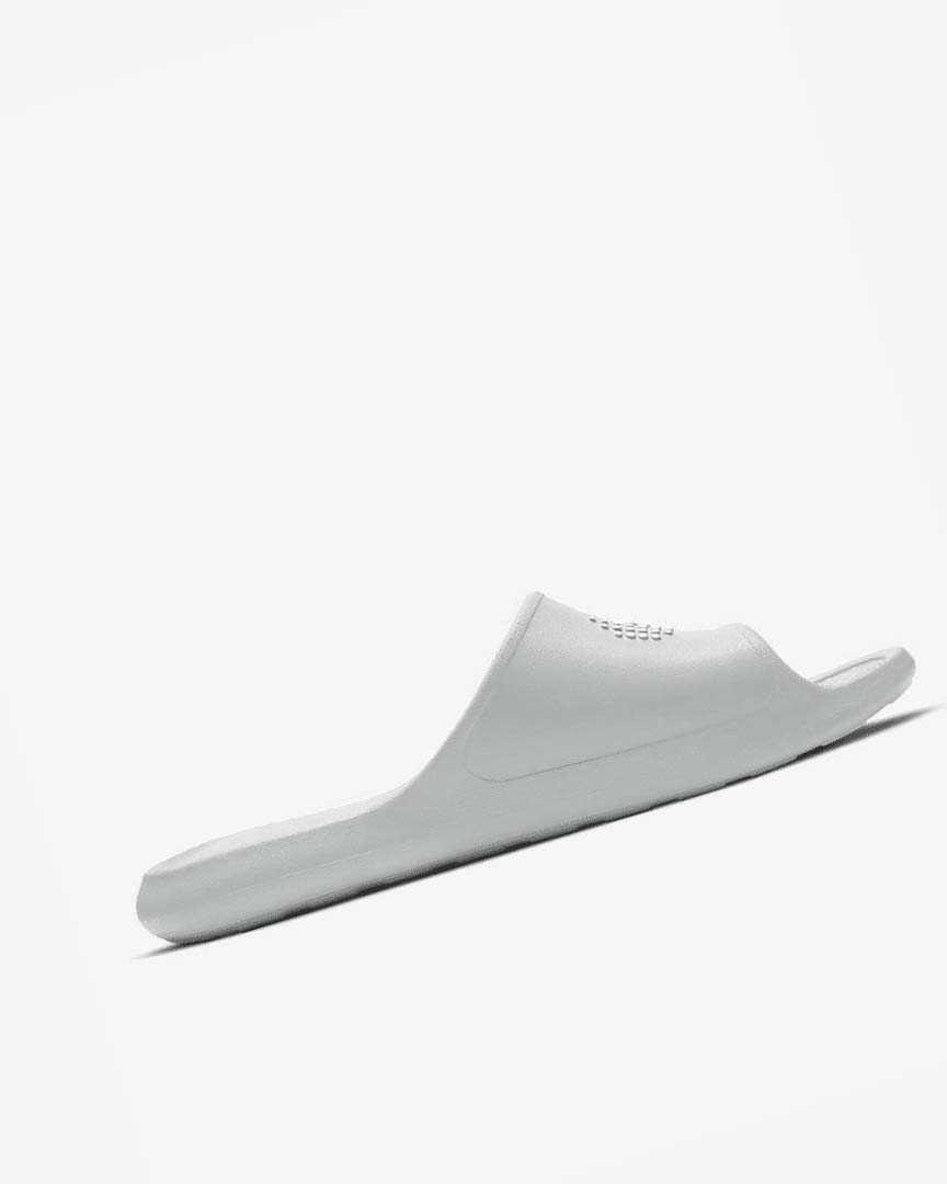 Light Grey / White Nike Victori One Men's Slides | CA_4760