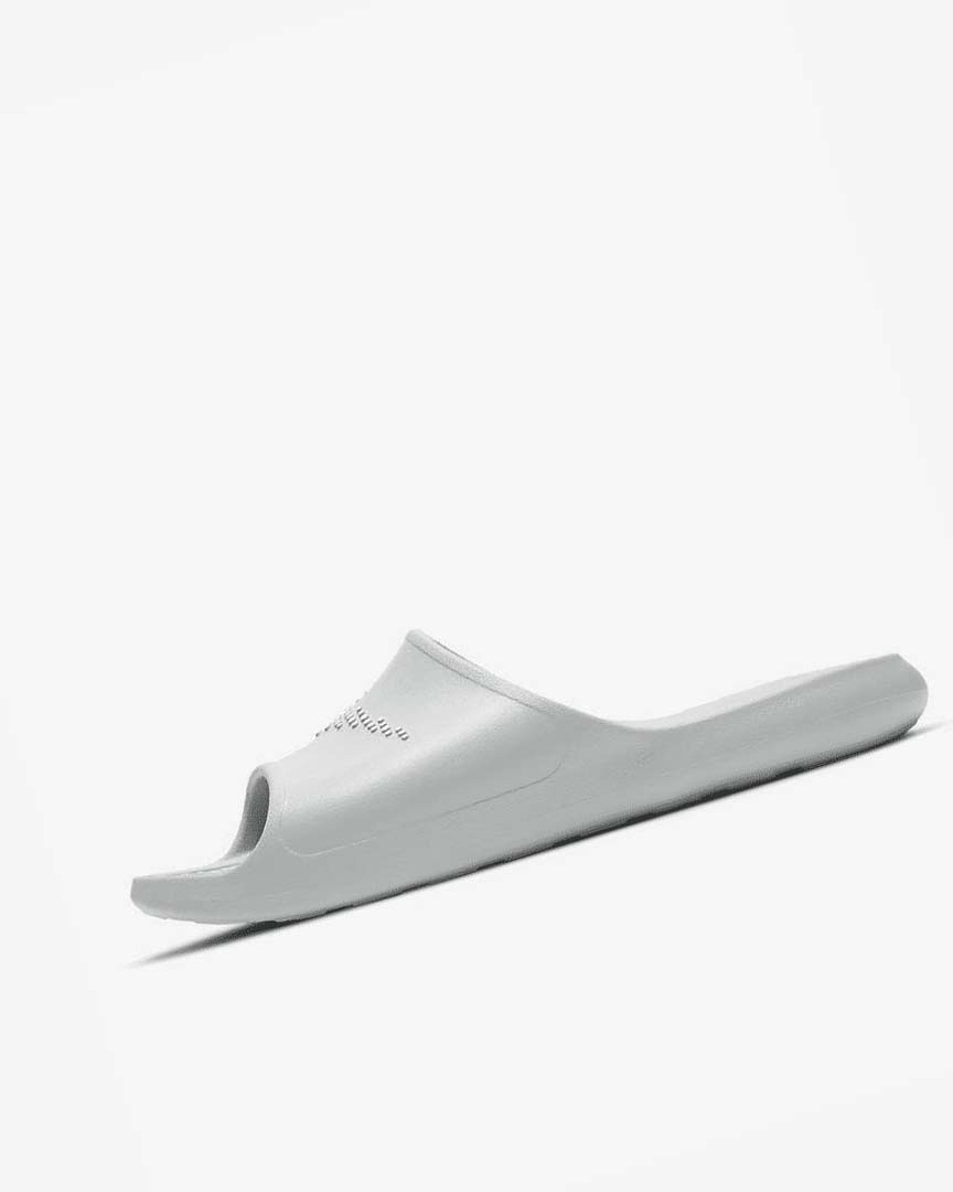 Light Grey / White Nike Victori One Men\'s Slides | CA_4760