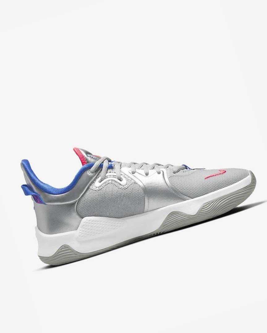Metal Silver / Royal / Red Nike PG 5 Men's Basketball Shoes | CA_4860