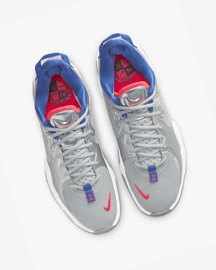 Metal Silver / Royal / Red Nike PG 5 Men's Basketball Shoes | CA_4860