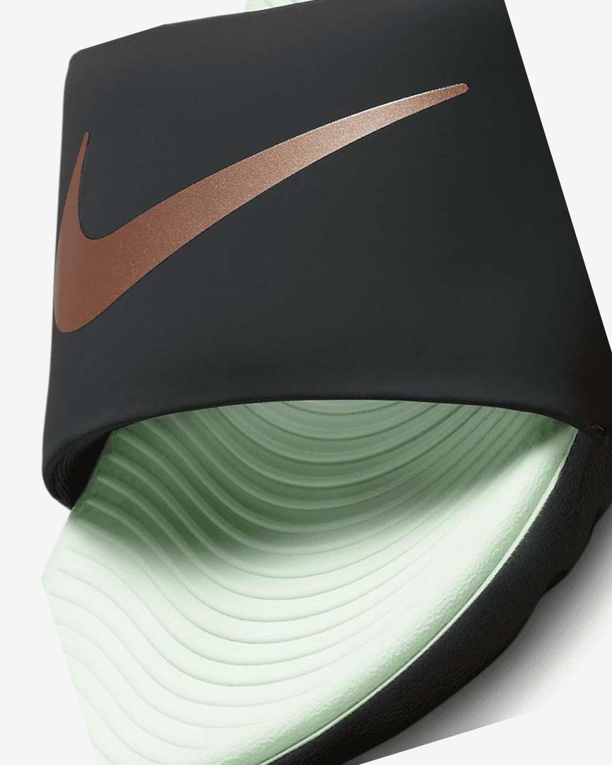 Mint / Metal Red Brown Nike Kawa Girls' Slides | CA_3288