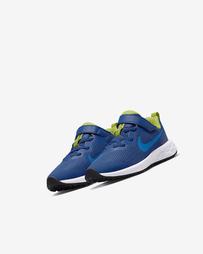 Navy / Green / Blue Nike Revolution 6 Girls' Running Shoes | CA_5348