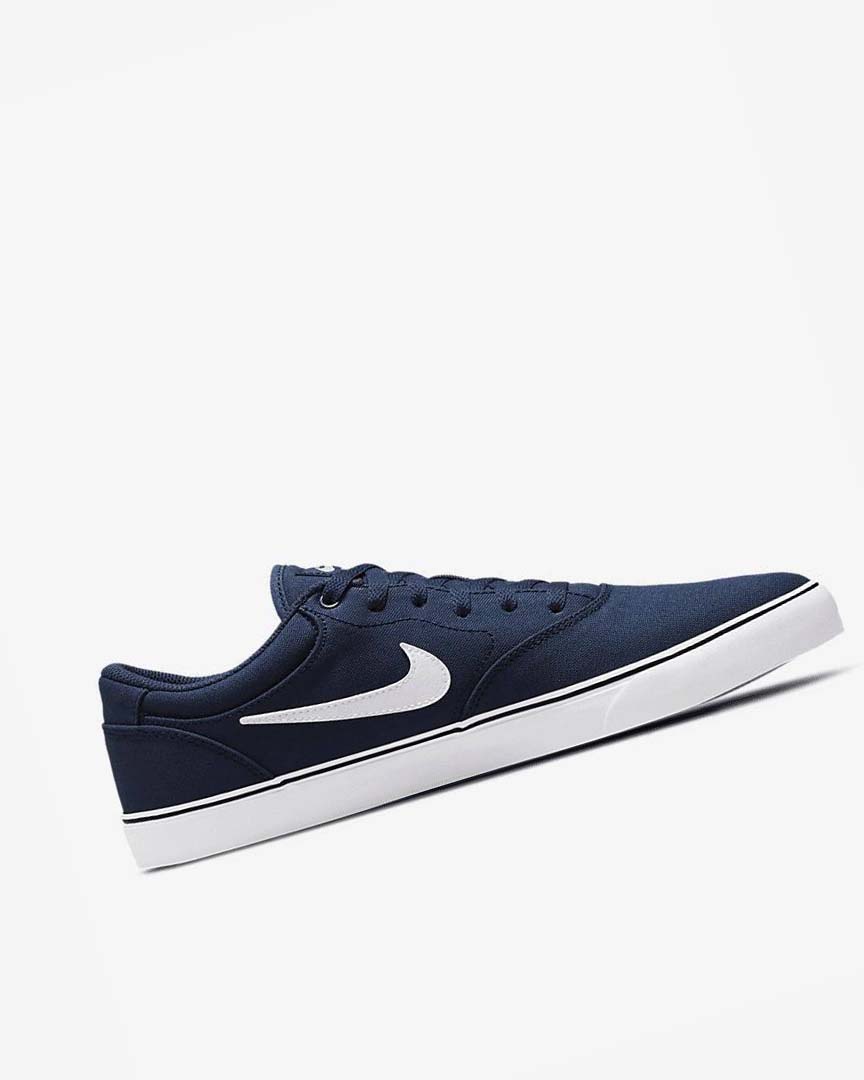 Navy / Navy / Black / White Nike SB Chron 2 Canvas Men's Skate Shoes | CA_2834