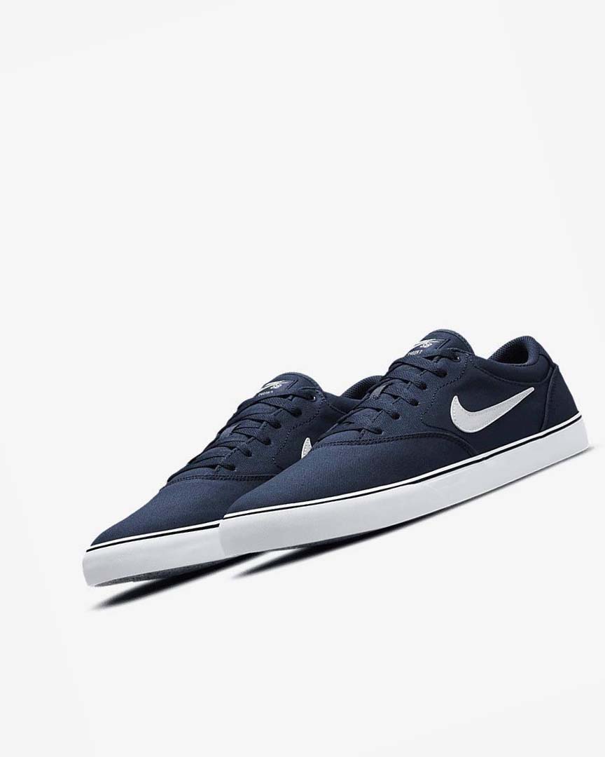 Navy / Navy / Black / White Nike SB Chron 2 Canvas Men's Skate Shoes | CA_2834