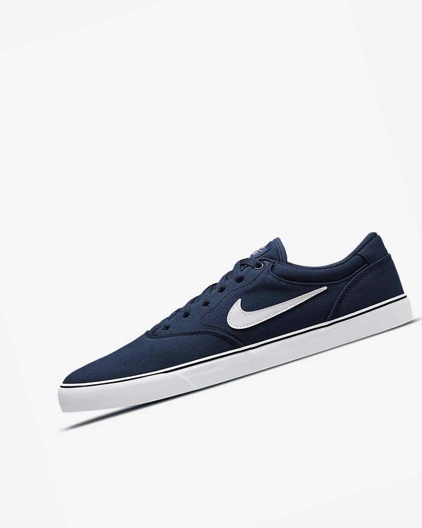 Navy / Navy / Black / White Nike SB Chron 2 Canvas Men\'s Skate Shoes | CA_2834