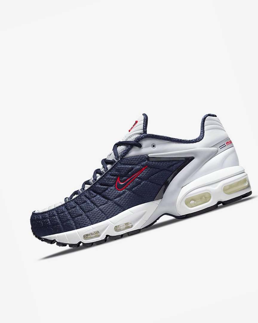 Navy / Platinum / White / Red Nike Air Max Tailwind V SP Men\'s Casual Shoes | CA_5298