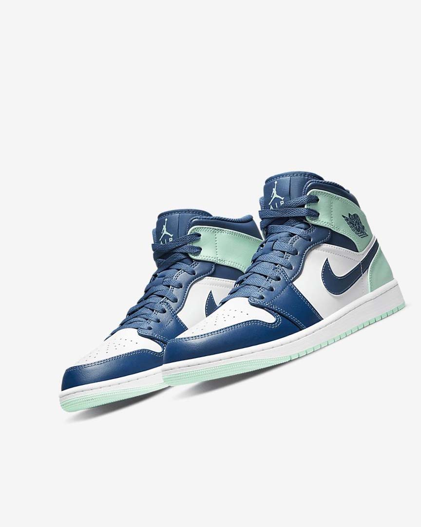 Navy / White / Mint Nike Air Jordan 1 Mid Men's Sneakers | CA_2649