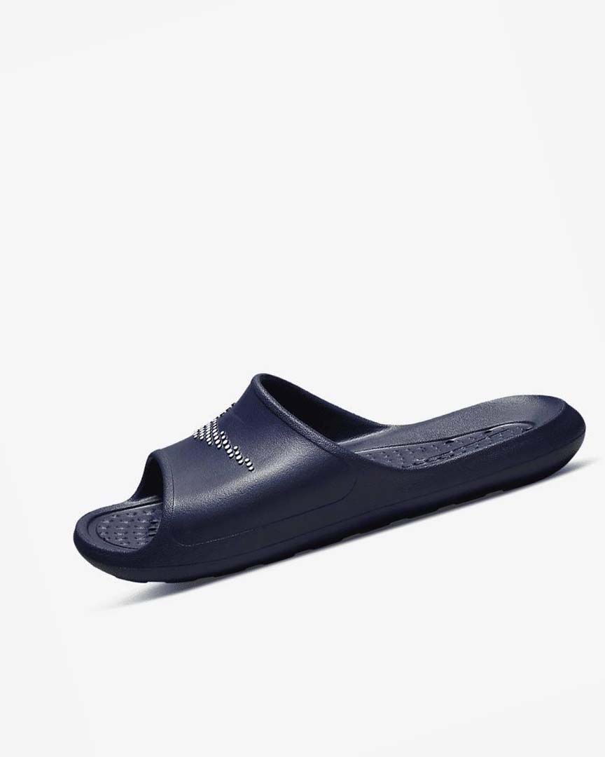 Navy / White Nike Victori One Men\'s Slides | CA_2632