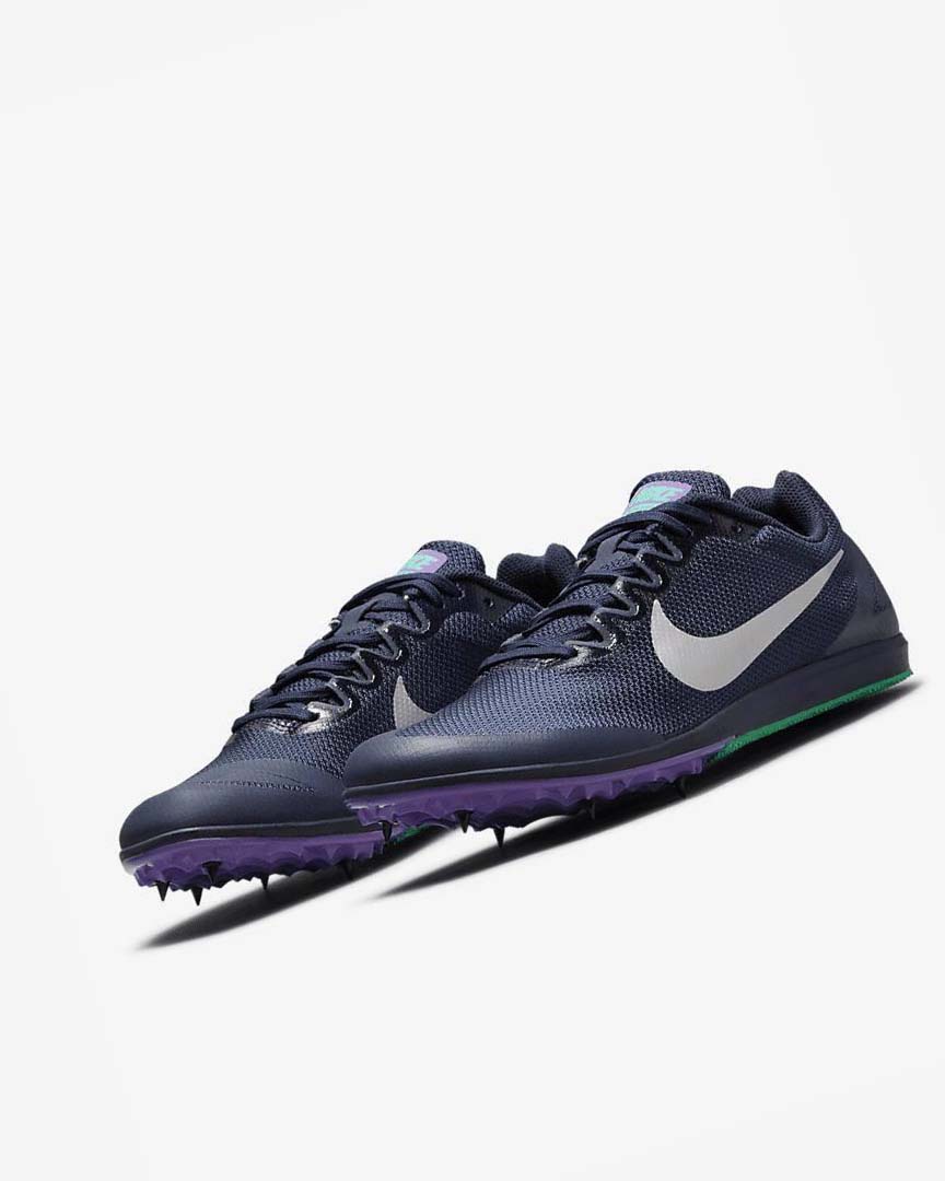 Obsidian / Turquoise / Metal Silver Nike Zoom Rival D 10 Men's Spikes | CA_3198