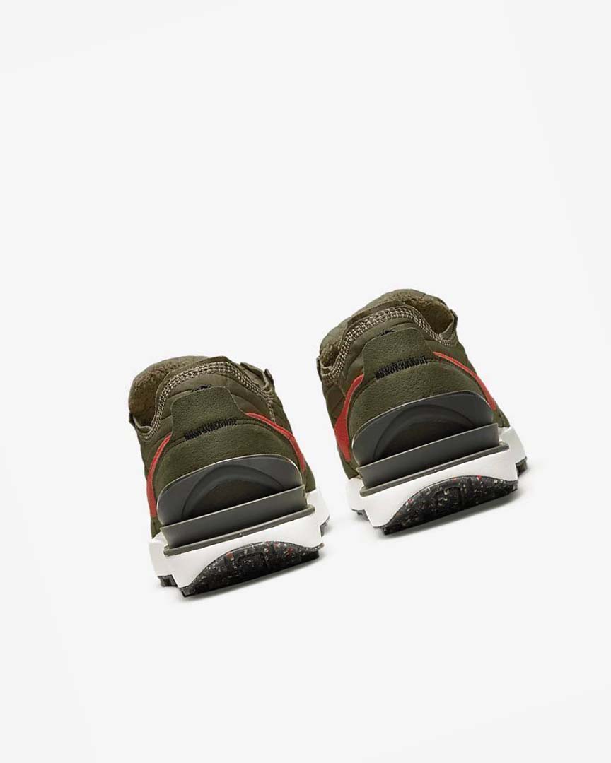 Olive / Black / Orange Nike Waffle One Premium Men's Sneakers | CA_5262