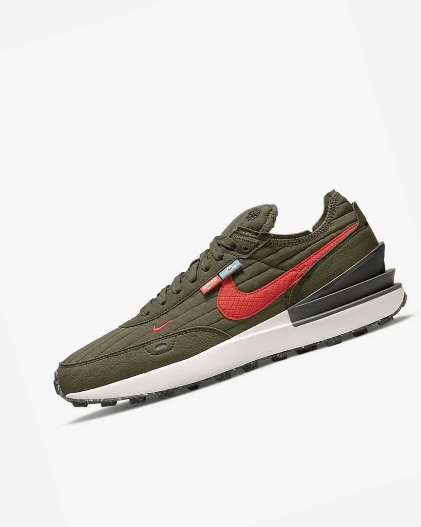 Olive / Black / Orange Nike Waffle One Premium Men\'s Sneakers | CA_5262