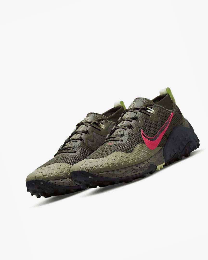 Olive / Red Nike Wildhorse 7 Men's Trail Running Shoes | CA_3082