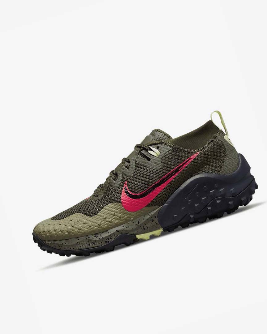 Olive / Red Nike Wildhorse 7 Men\'s Trail Running Shoes | CA_3082