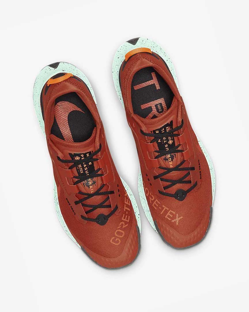 Orange / Black / Orange / Red Nike Pegasus Trail 3 GORE-TEX Waterproof Men's Trail Running Shoes | CA_4489