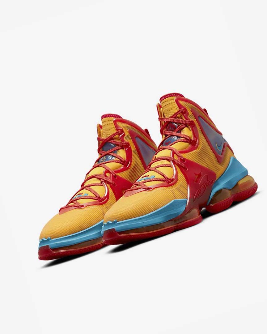 Orange / Gold / Red / Light Blue Nike LeBron 19 Men's Basketball Shoes | CA_4572