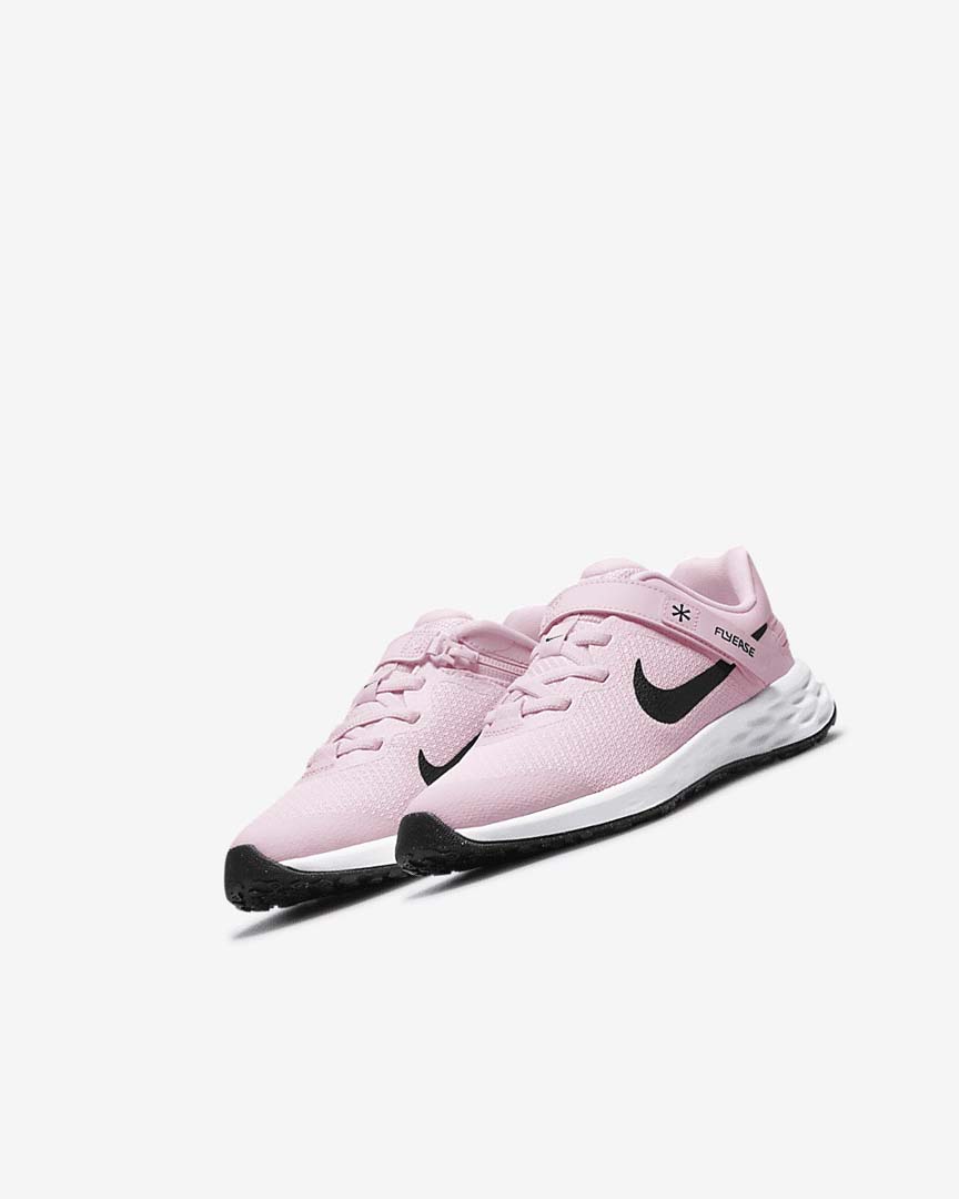 Pink / Black Nike Revolution 6 FlyEase Girls' Shoes | CA_4621