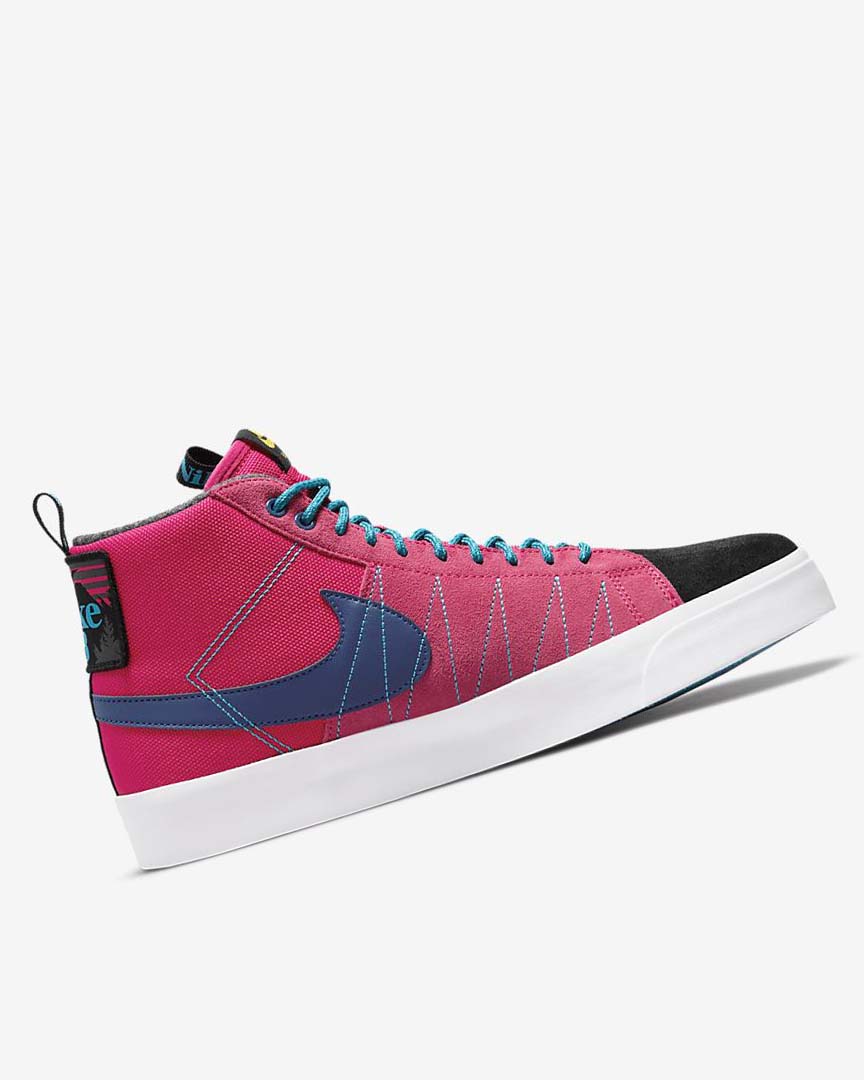 Pink / Blue / Deep Royal Blue Nike SB Zoom Blazer Mid PRM Women's Skate Shoes | CA_4688