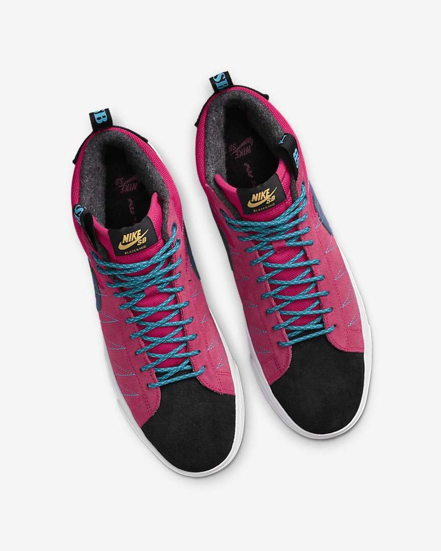 Pink / Blue / Deep Royal Blue Nike SB Zoom Blazer Mid PRM Women's Skate Shoes | CA_4688
