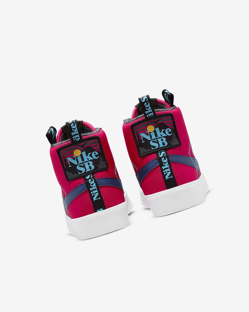 Pink / Blue / Deep Royal Blue Nike SB Zoom Blazer Mid PRM Women's Skate Shoes | CA_4688