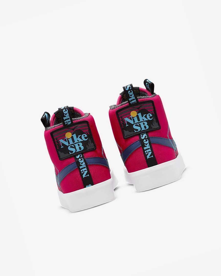 Pink / Blue / Deep Royal Blue Nike SB Zoom Blazer Mid PRM Men's Skate Shoes | CA_4946