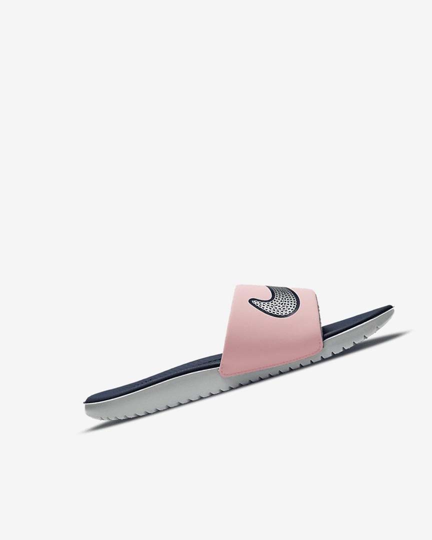 Pink / Navy / Metal Silver Nike Kawa SE Boys' Slides | CA_4664
