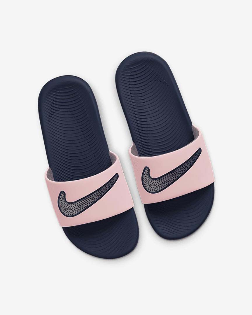Pink / Navy / Metal Silver Nike Kawa SE Boys' Slides | CA_4664