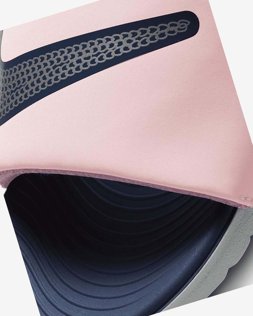 Pink / Navy / Metal Silver Nike Kawa SE Boys' Slides | CA_4664