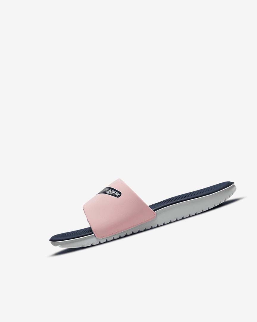 Pink / Navy / Metal Silver Nike Kawa SE Boys\' Slides | CA_4664