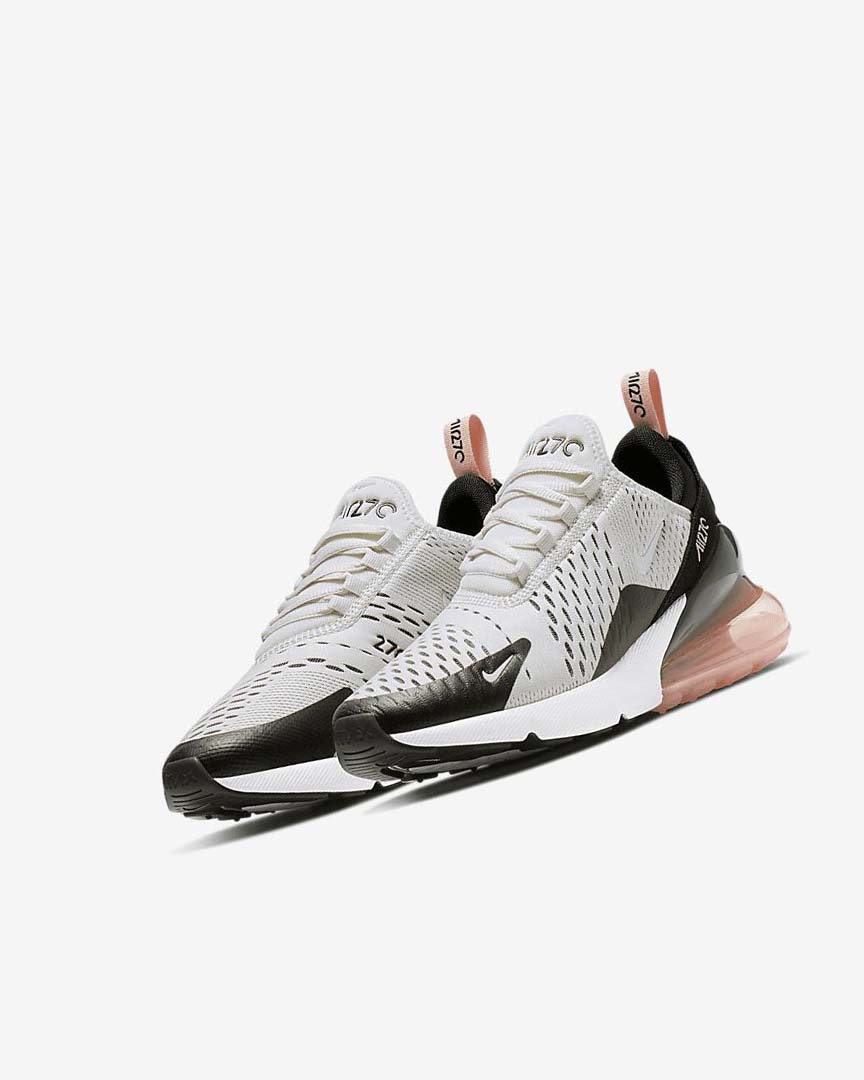 Platinum / Black / Coral / White Nike Air Max 270 Girls' Casual Shoes | CA_5196