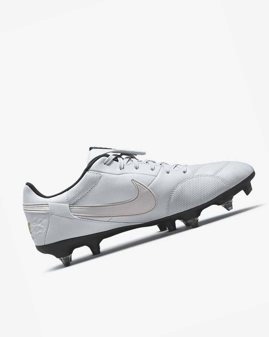 Platinum / Black / Metal Gold / White Nike The Premier 3 SG-PRO Anti-Clog Traction Men's Soccer Cleats | CA_3012
