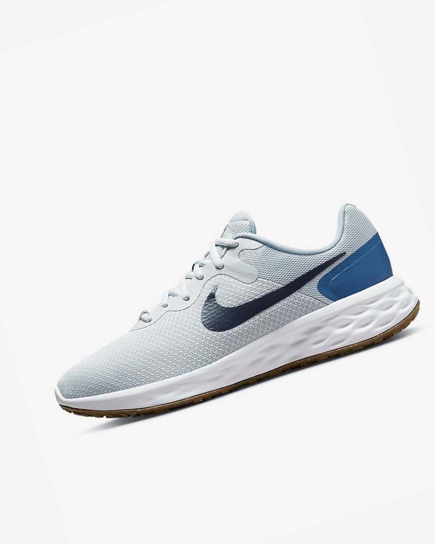 Platinum / Dark Blue / Blue / Blue Nike Revolution 6 Men\'s Running Shoes | CA_2747