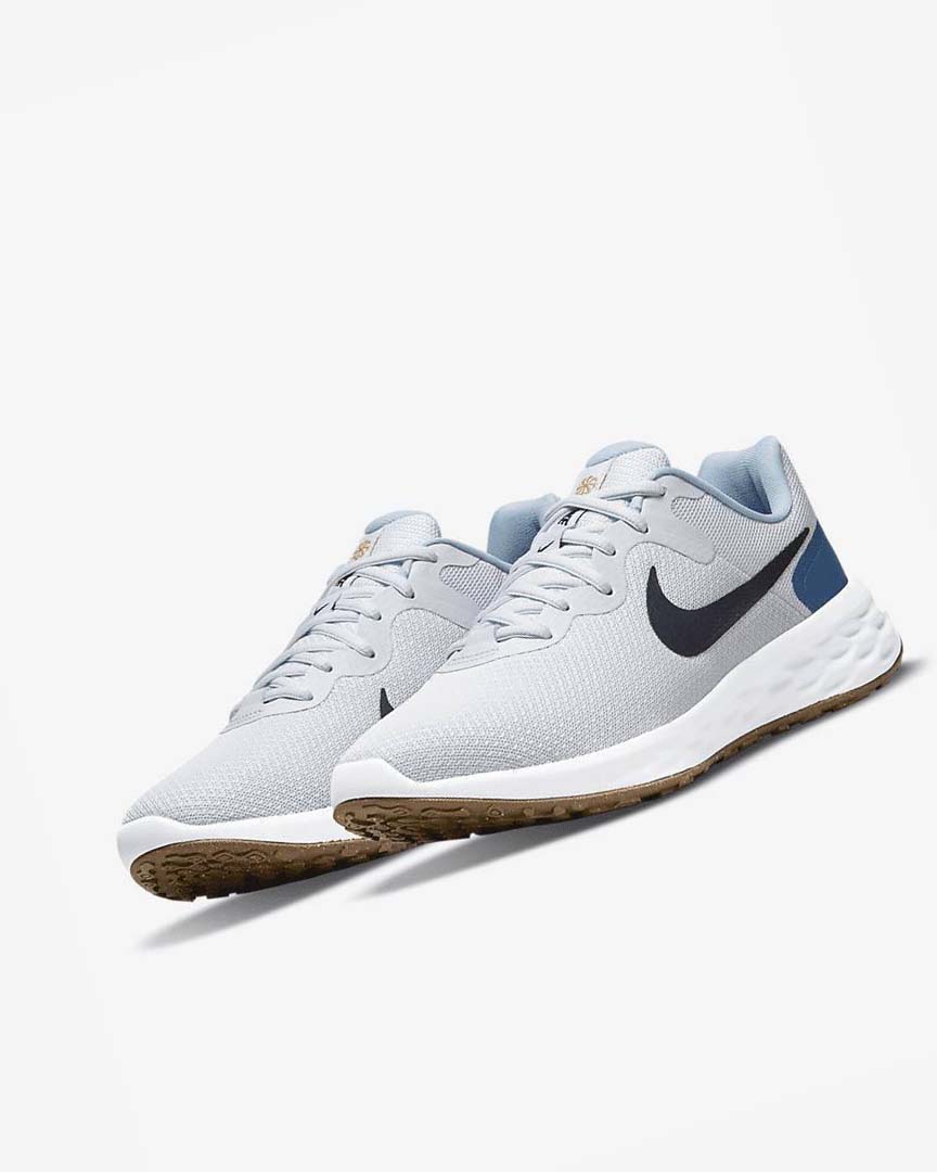 Platinum / Dark Blue / Blue / Blue Nike Revolution 6 Next Nature Men's Running Shoes | CA_4857