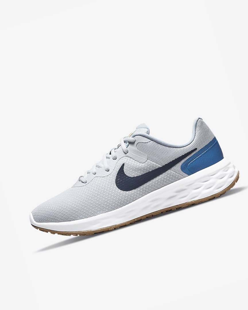 Platinum / Dark Blue / Blue / Blue Nike Revolution 6 Next Nature Men\'s Running Shoes | CA_4857