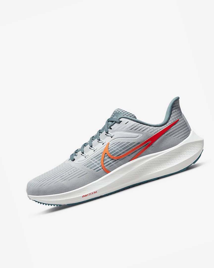 Platinum / Orange Nike Air Zoom Pegasus 39 Men\'s Running Shoes | CA_2491