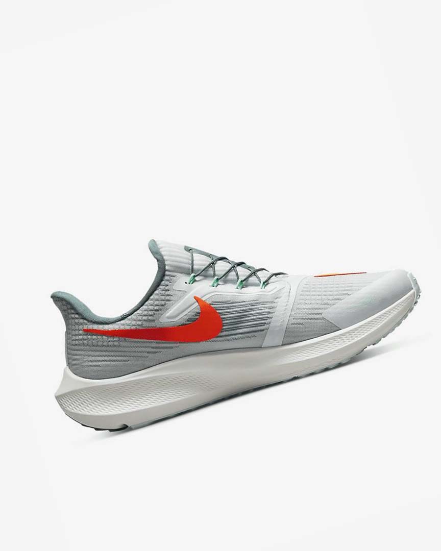Platinum / Orange Nike Air Zoom Pegasus 39 FlyEase Men's Running Shoes | CA_3056
