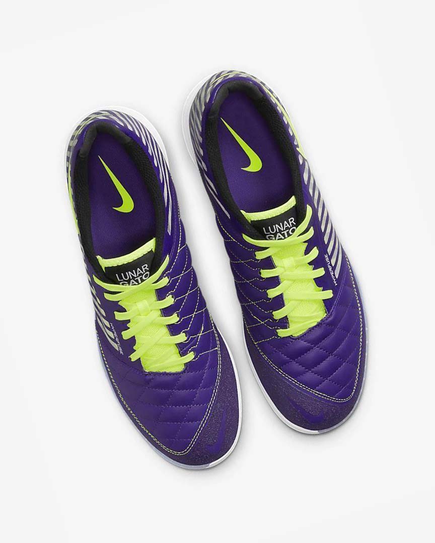 Purple / Black / White Nike Lunar Gato II IC Men's Soccer Shoes | CA_2998